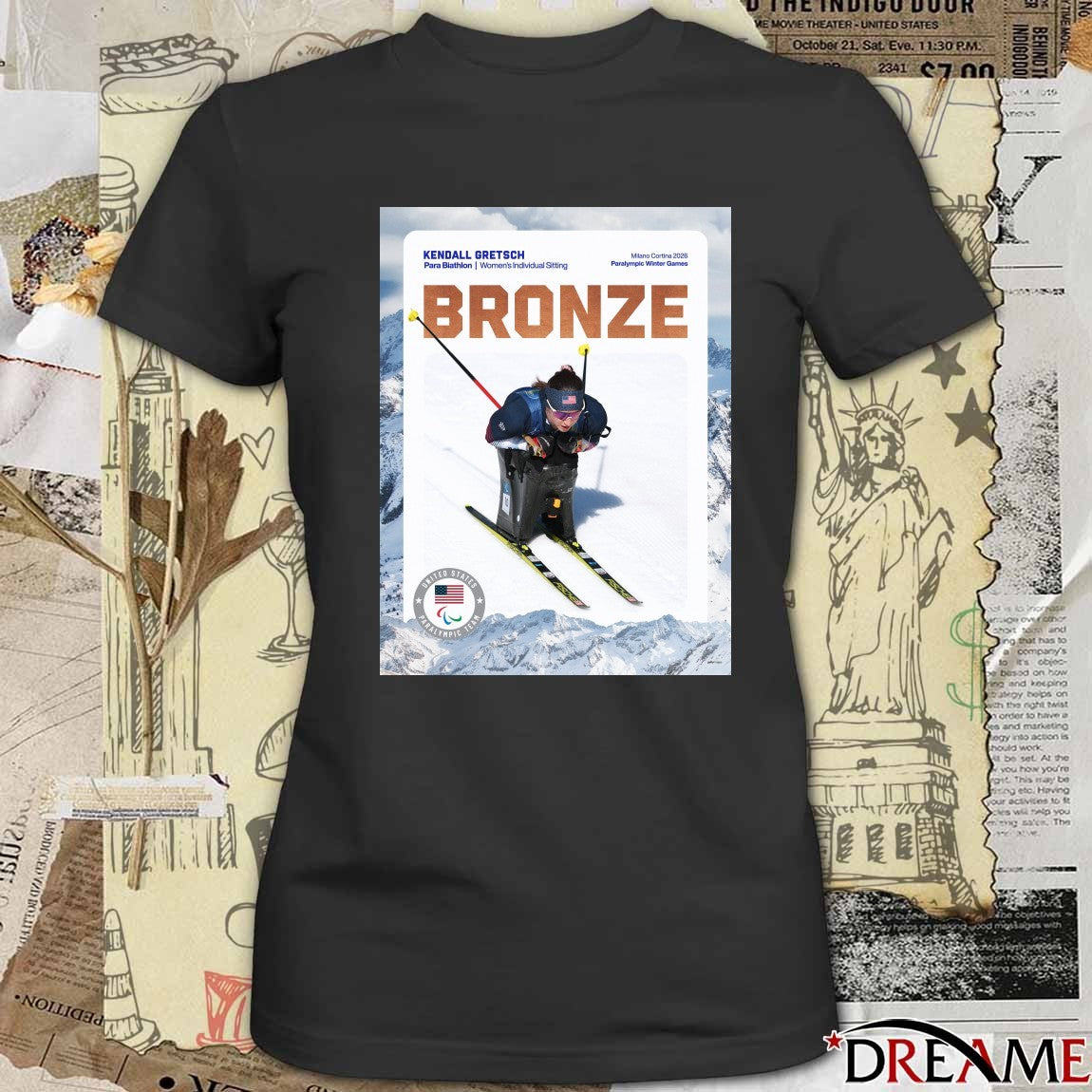 Kendall Gretsch Para Biathlon Women’s Individual Sitting Paralympic Winter Games Bronze Medal Poster t-shirt