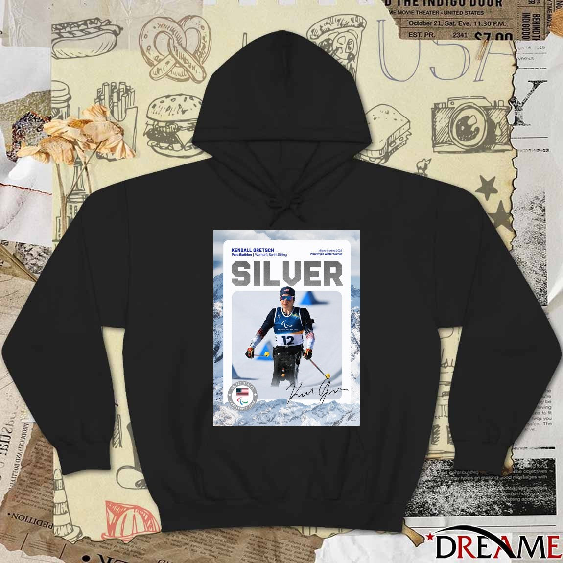 Kendall Gretsch Para Biathlon Women’s Sprint Sitting Milano Cortina 2026 Silver Medal Signature Poster t-shirt