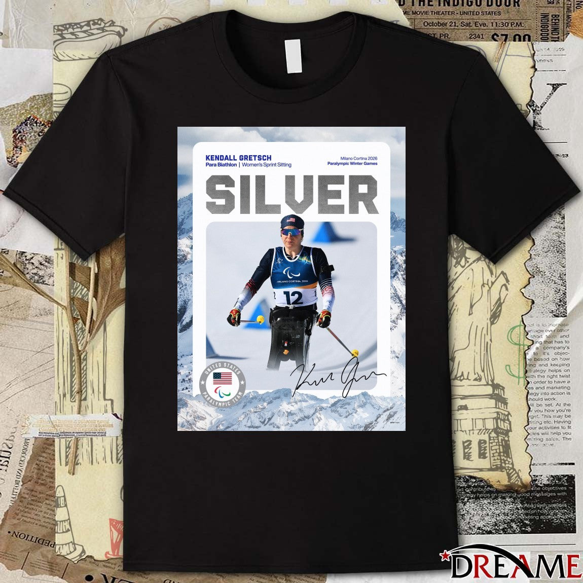 Kendall Gretsch Para Biathlon Women’s Sprint Sitting Milano Cortina 2026 Silver Medal Signature Poster t-shirt