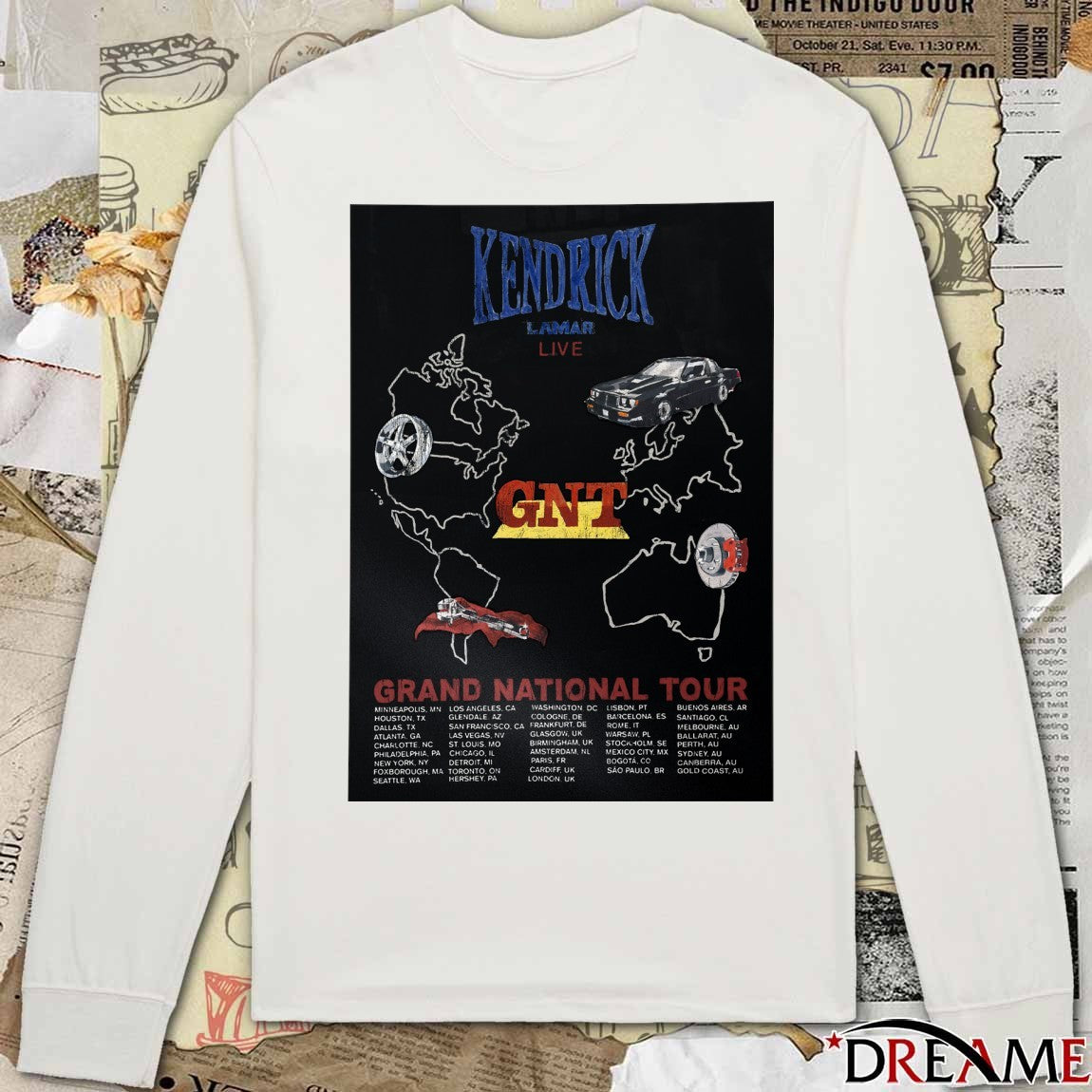 Kendrick Lamar and SZA Grand National Tour GNT Live Tour Litho Poster t-shirt