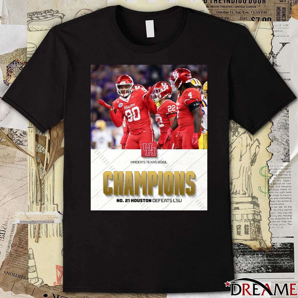 Kinder’s Texas Bowl Champions No 21 Houston Cougars Defeatrs LSU Poster t-shirt