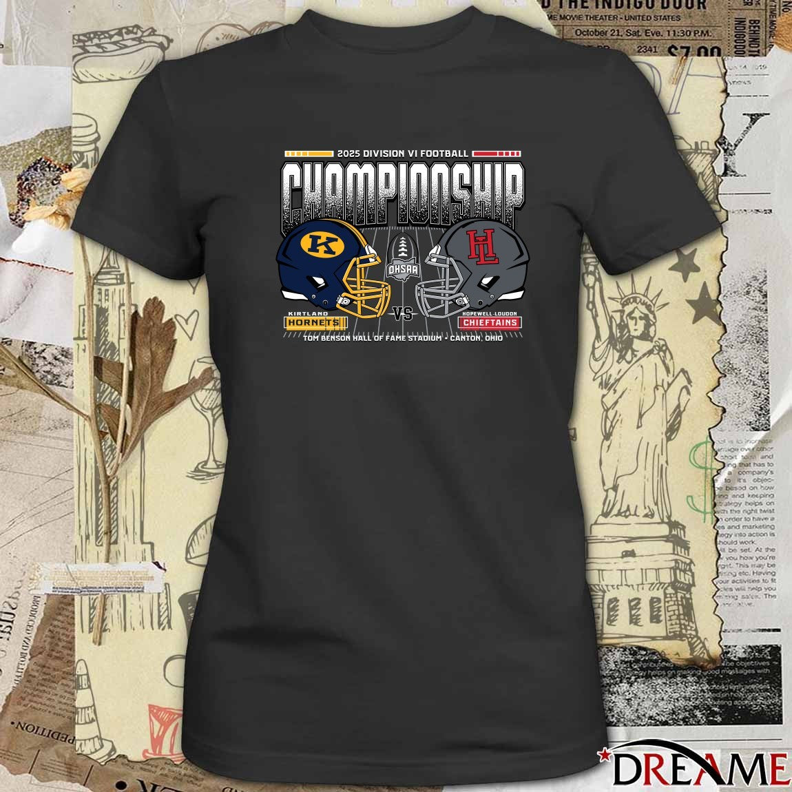 Kirtland Hornets Vs Hopewell Loudon Chieftains 2025 OHSAA Football Division 6 H2H State Championship t-shirt