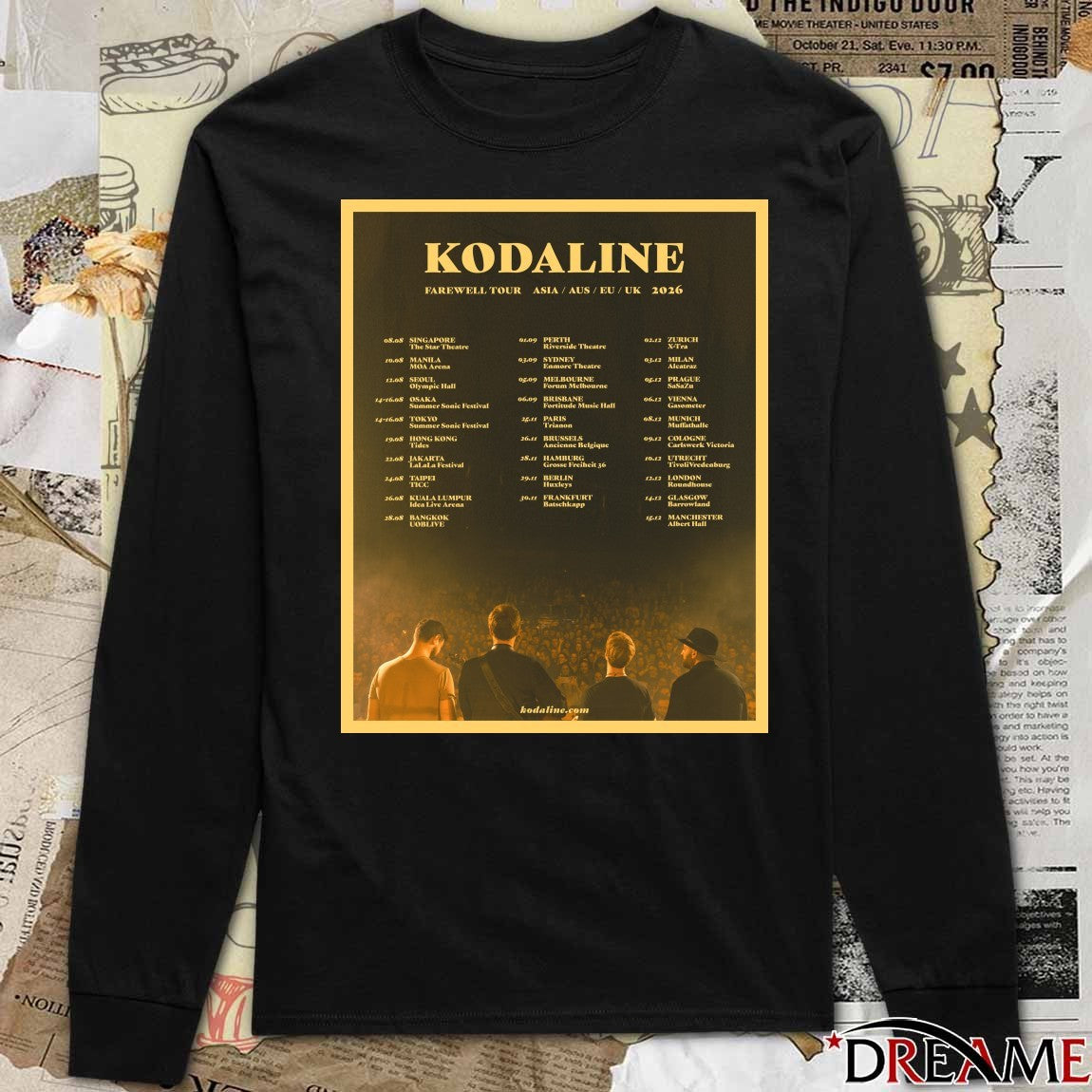 Kodaline Farewell Tour Scheduled For 2026 Asia Australia Europe and UK Poster t-shirt