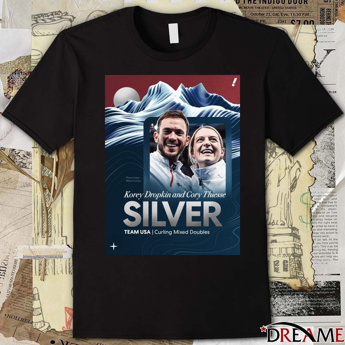 Korey Dropkin And Cory Thiesse Silver Team USA Curling Mixed Doubles Poster t-shirt