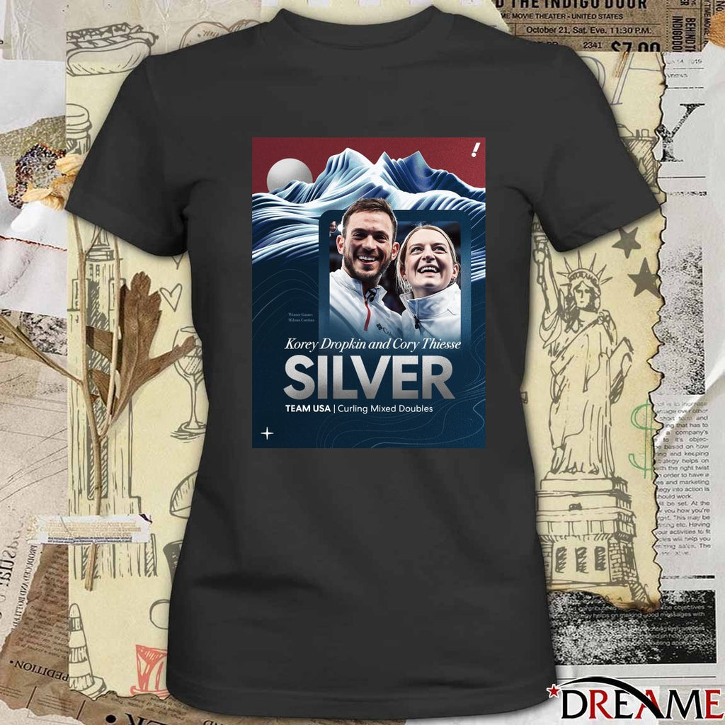 Korey Dropkin And Cory Thiesse Silver Team USA Curling Mixed Doubles Poster t-shirt