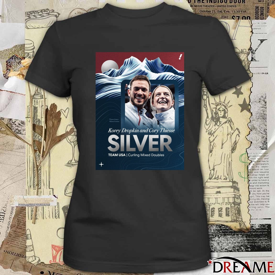 Korey Dropkin And Cory Thiesse Silver Team USA Curling Mixed Doubles Poster t-shirt