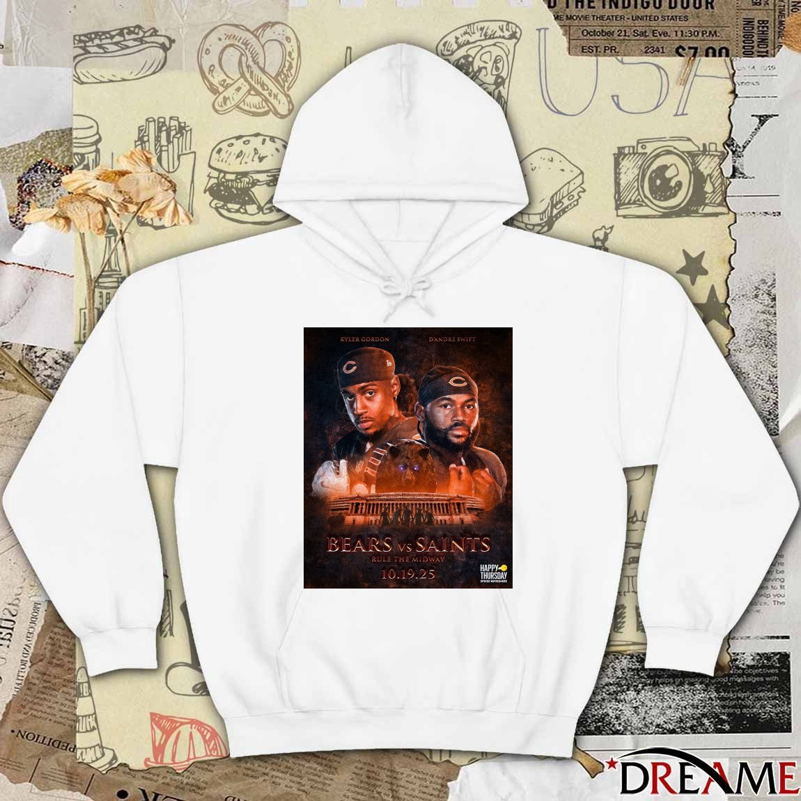 Kyler Gordon And D’Andre Swift Bears Vs Saints Rule The Midway 10 19 2025 Poster t-shirt
