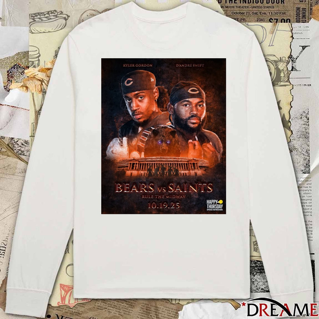 Kyler Gordon And D’Andre Swift Bears Vs Saints Rule The Midway 10 19 2025 Poster t-shirt