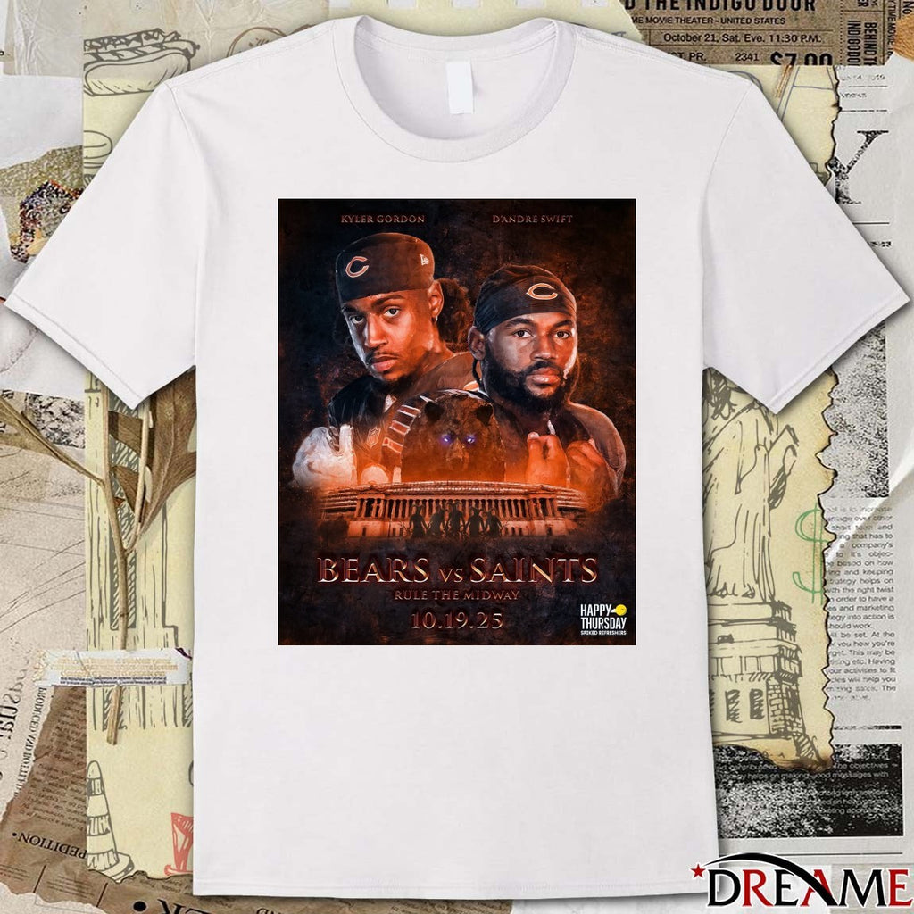 Kyler Gordon And D’Andre Swift Bears Vs Saints Rule The Midway 10 19 2025 Poster t-shirt