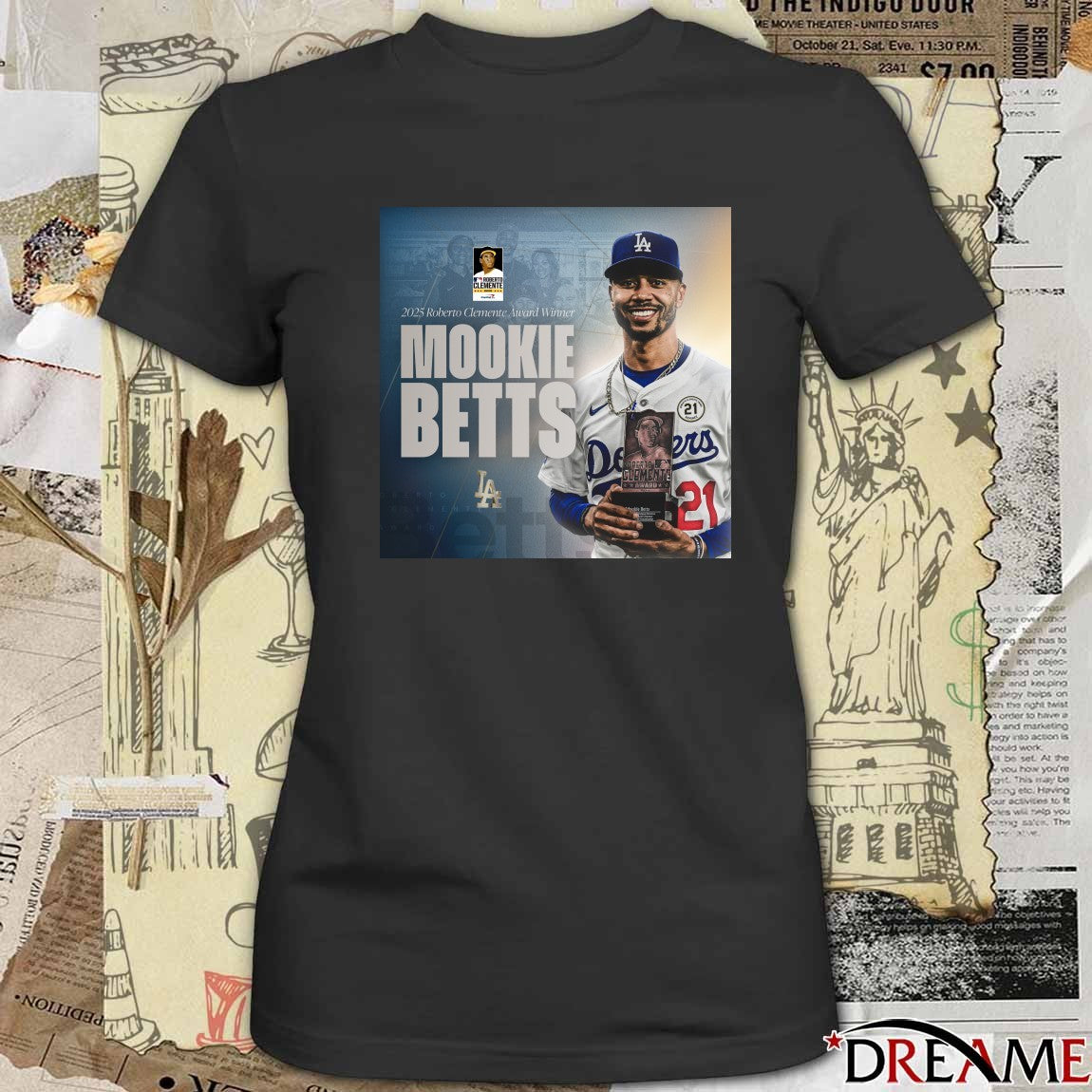 LA Dodgers Congratulations Mookie Betts 2025 Roberto Clemente Award Winner Poster t-shirt