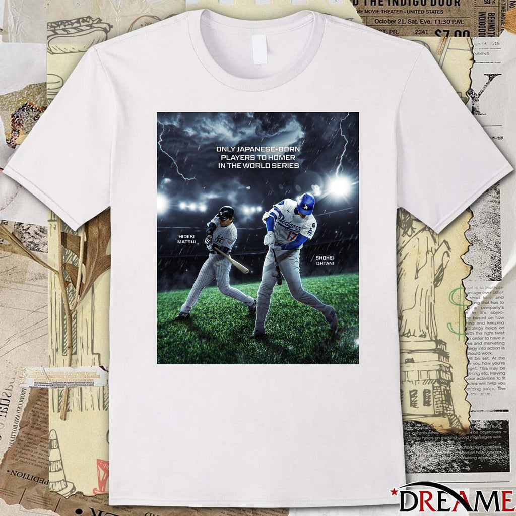 LA Dodgers Shohei Ohtani joins Hideki Matsui Only Japanese-Born Players To Homer In The World Series Poster t-shirt