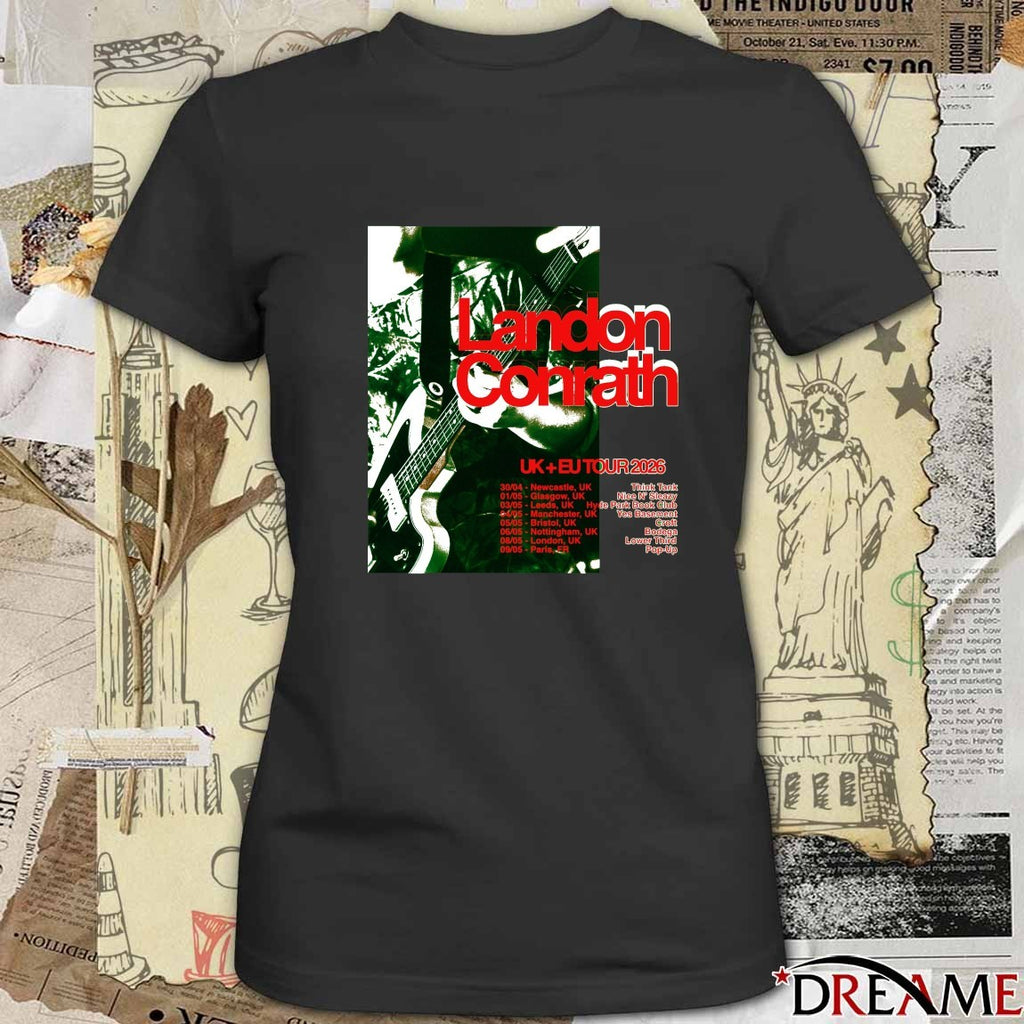 Landon Conrath Poster United Kingdom And Europe Tour 2026 Dates Greed t-shirt