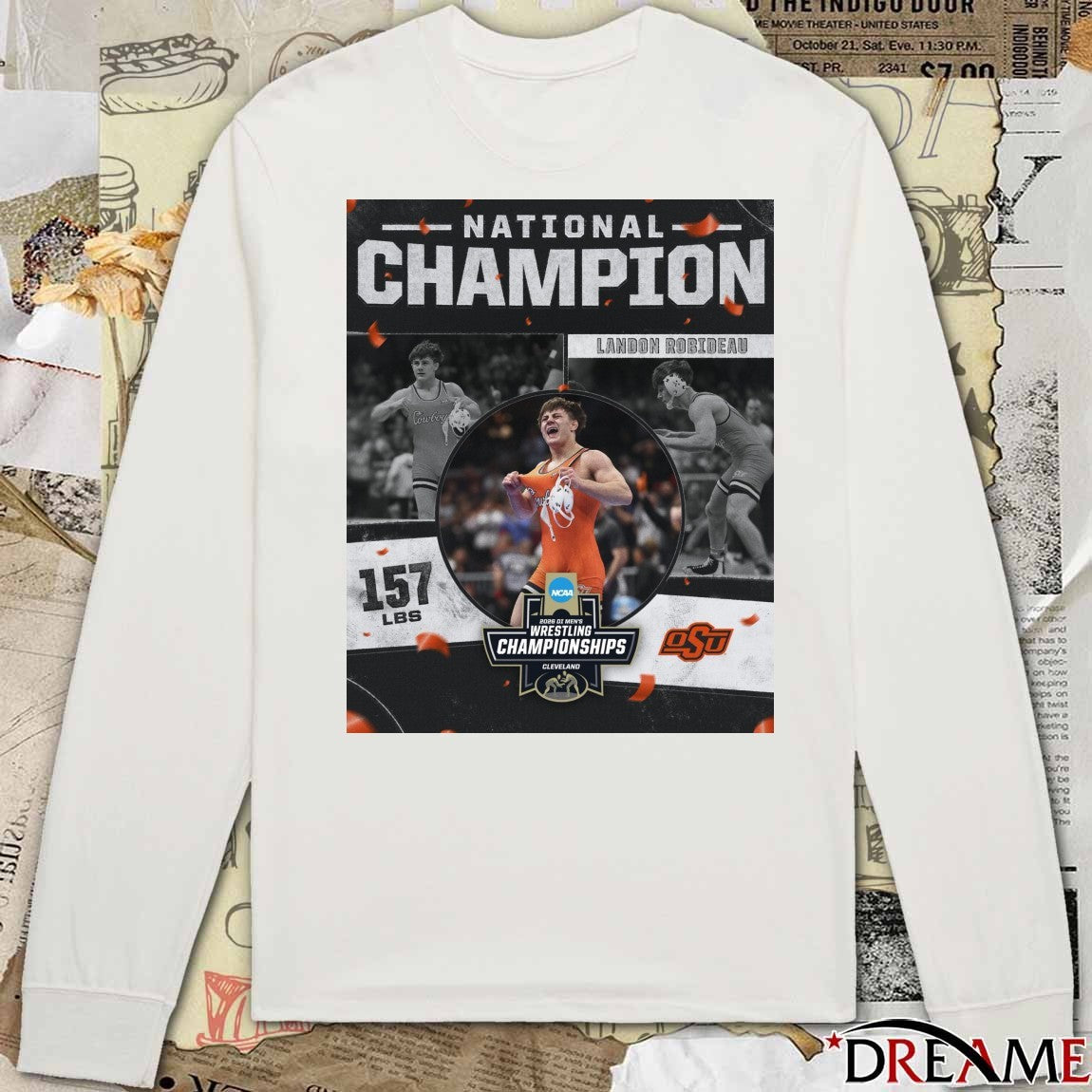Landon Robideau 2026 NCAA Men’s Wrestling National Champion 157 lBS OSU Cowboy t-shirt