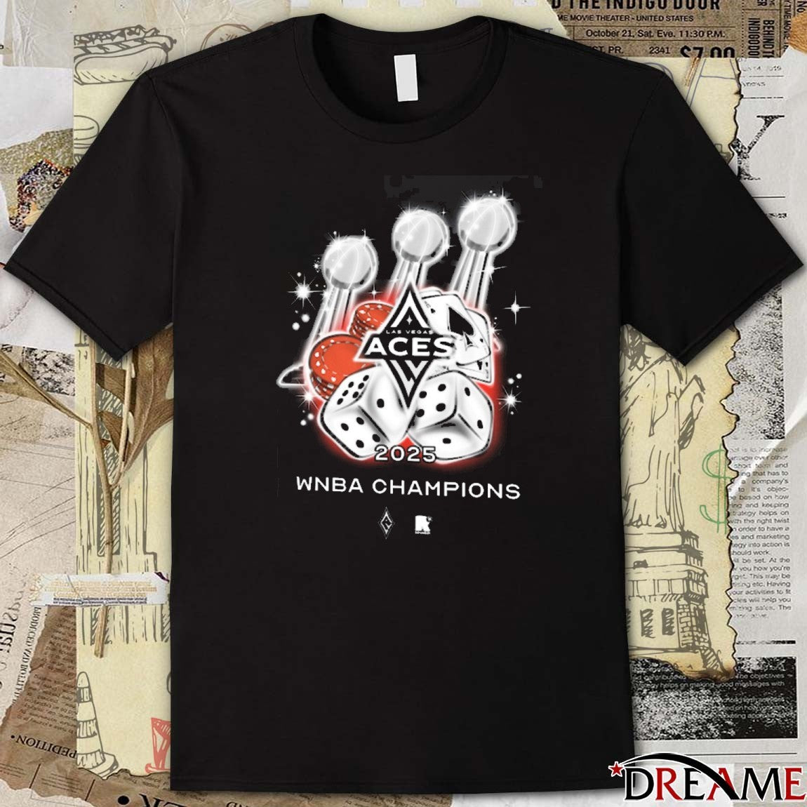 Las Vegas Aces Basketball 2025 Three-Time WNBA Champions Fanart t-shirt