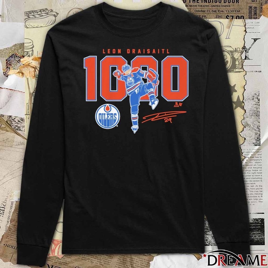 Leon Draisaitl 1000 Career Points Milestone Edmonton Oilers Signature t-shirt
