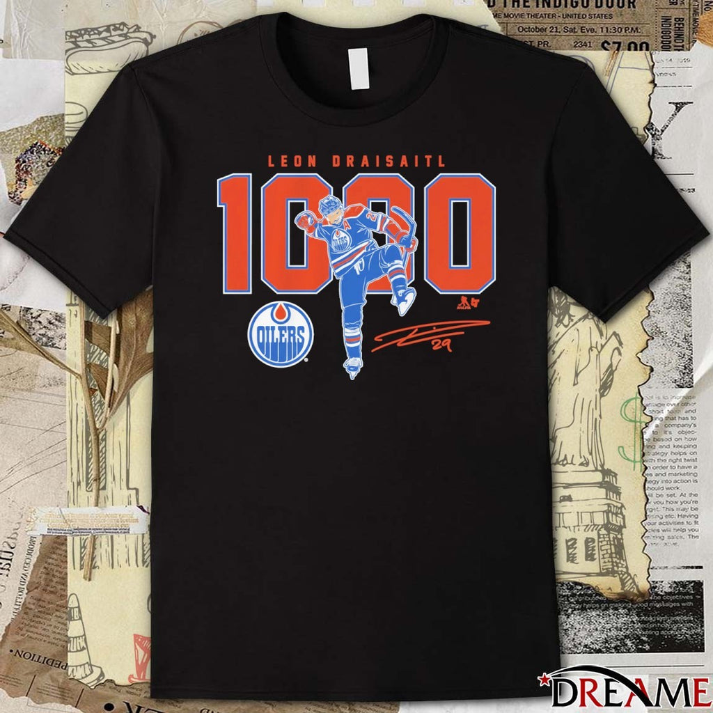Leon Draisaitl 1000 Career Points Milestone Edmonton Oilers Signature t-shirt