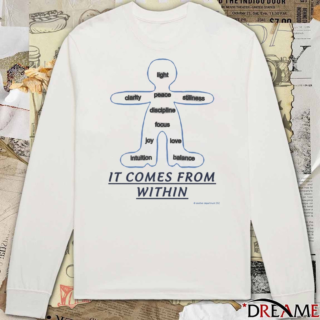 Light Clarity Peace Stillness Discipline Focus Joy Love Intuition Balance It Comes From Within t-shirt