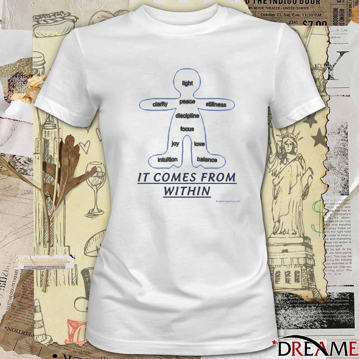 Light Clarity Peace Stillness Discipline Focus Joy Love Intuition Balance It Comes From Within t-shirt