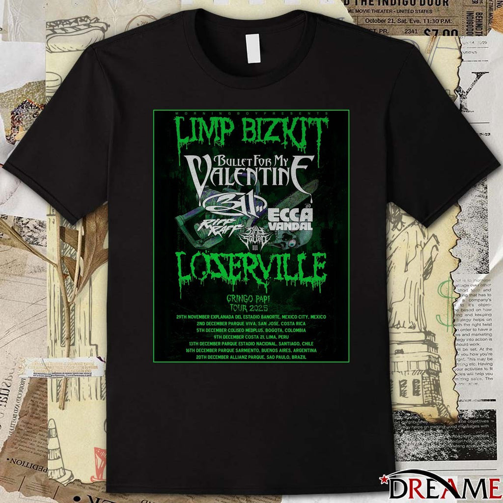 Limp Bizkit Bullet For My Valentine 311 Gringo Papi Tour November and December 2025 Poster t-shirt