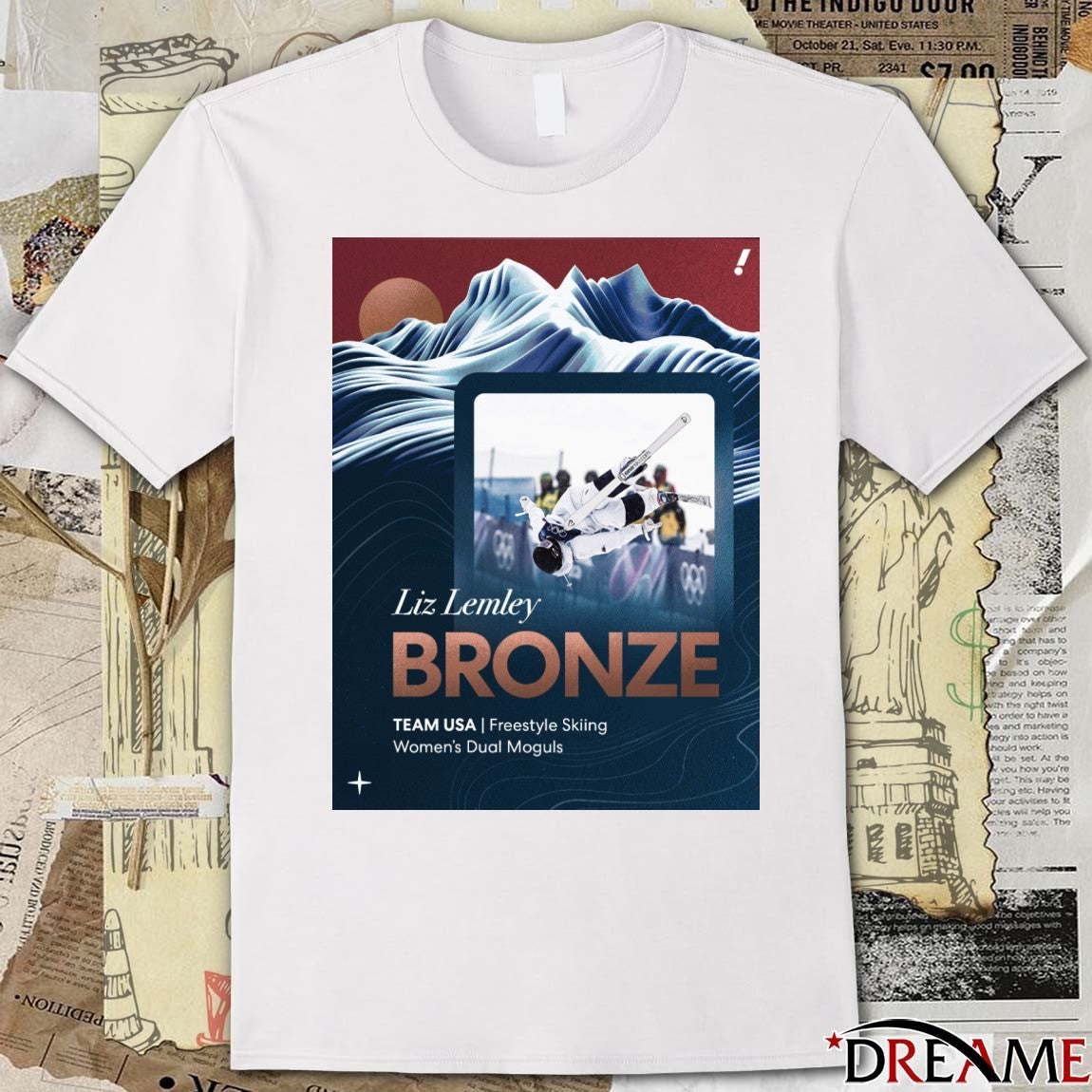 Liz Lemley Bronze Team USA Freestyle Skiing Women’s Dual Moguls t-shirt
