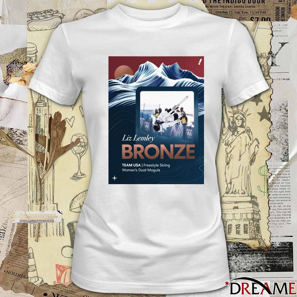 Liz Lemley Bronze Team USA Freestyle Skiing Women’s Dual Moguls t-shirt