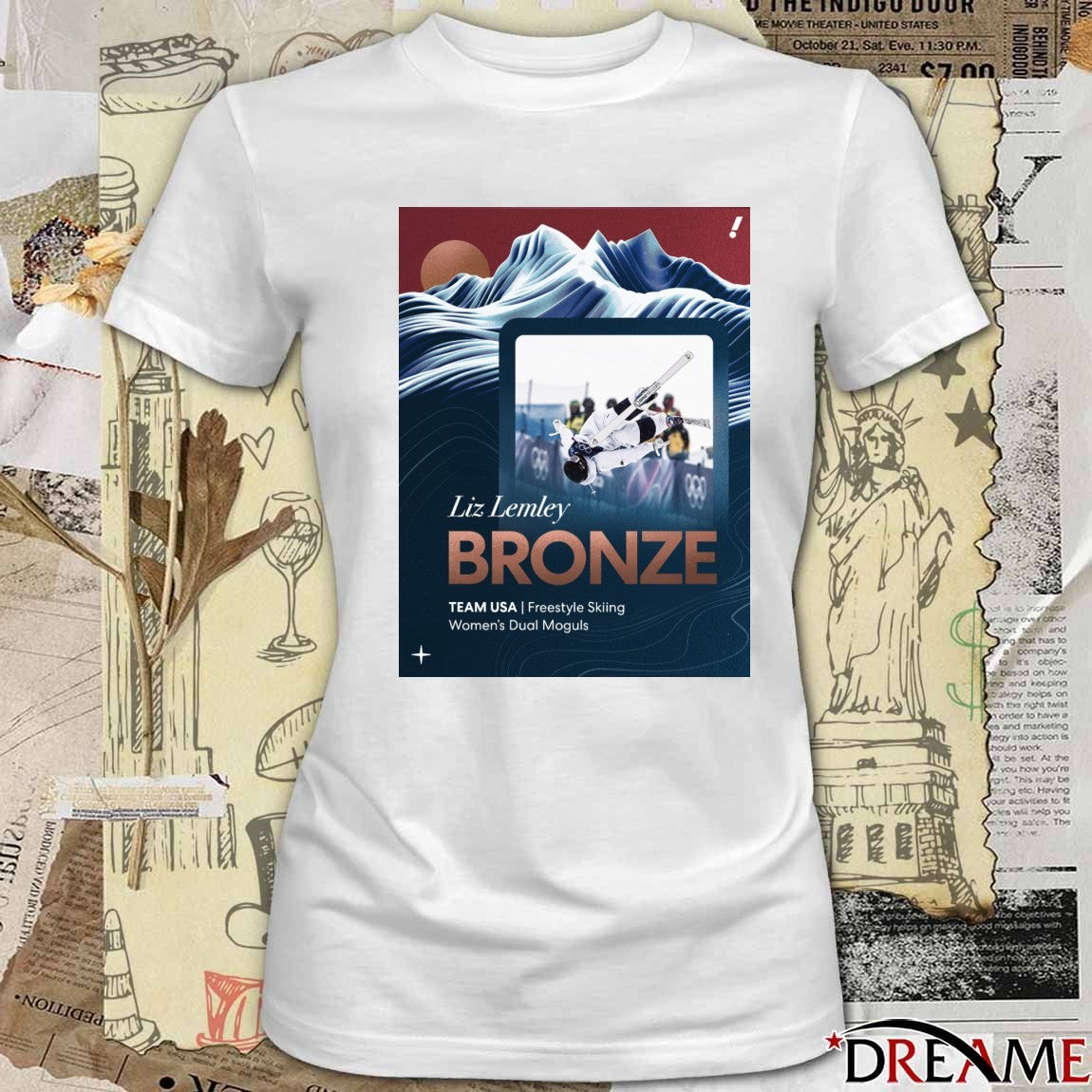Liz Lemley Bronze Team USA Freestyle Skiing Women’s Dual Moguls t-shirt