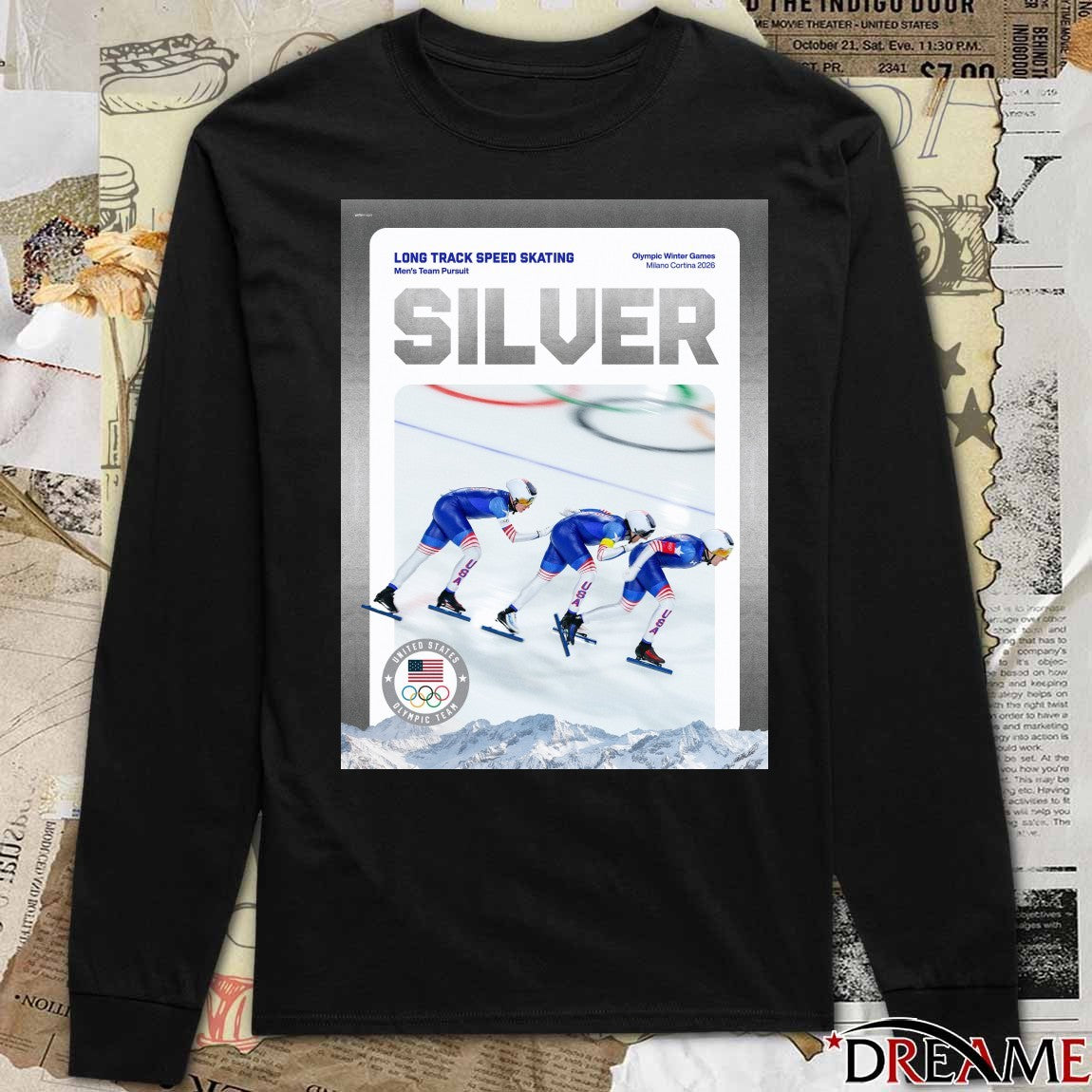 Long Track Speed Skating Men’s Team Pursuit Olympic Winter Games Milano Cortina 2026 Silver t-shirt