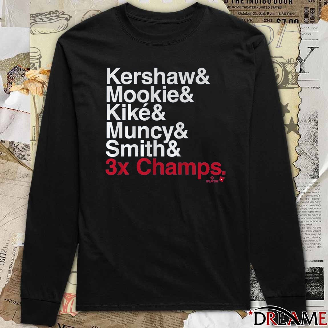 Los Angeles Dodgers Ampersand 3-Time Champs Kershaw Mookie Kike Muncy Smith t-shirt