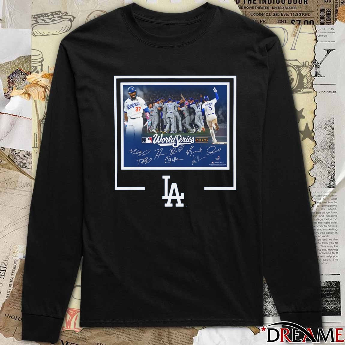 Los Angeles Dodgers Autographed MLB World Series Signatures t-shirt