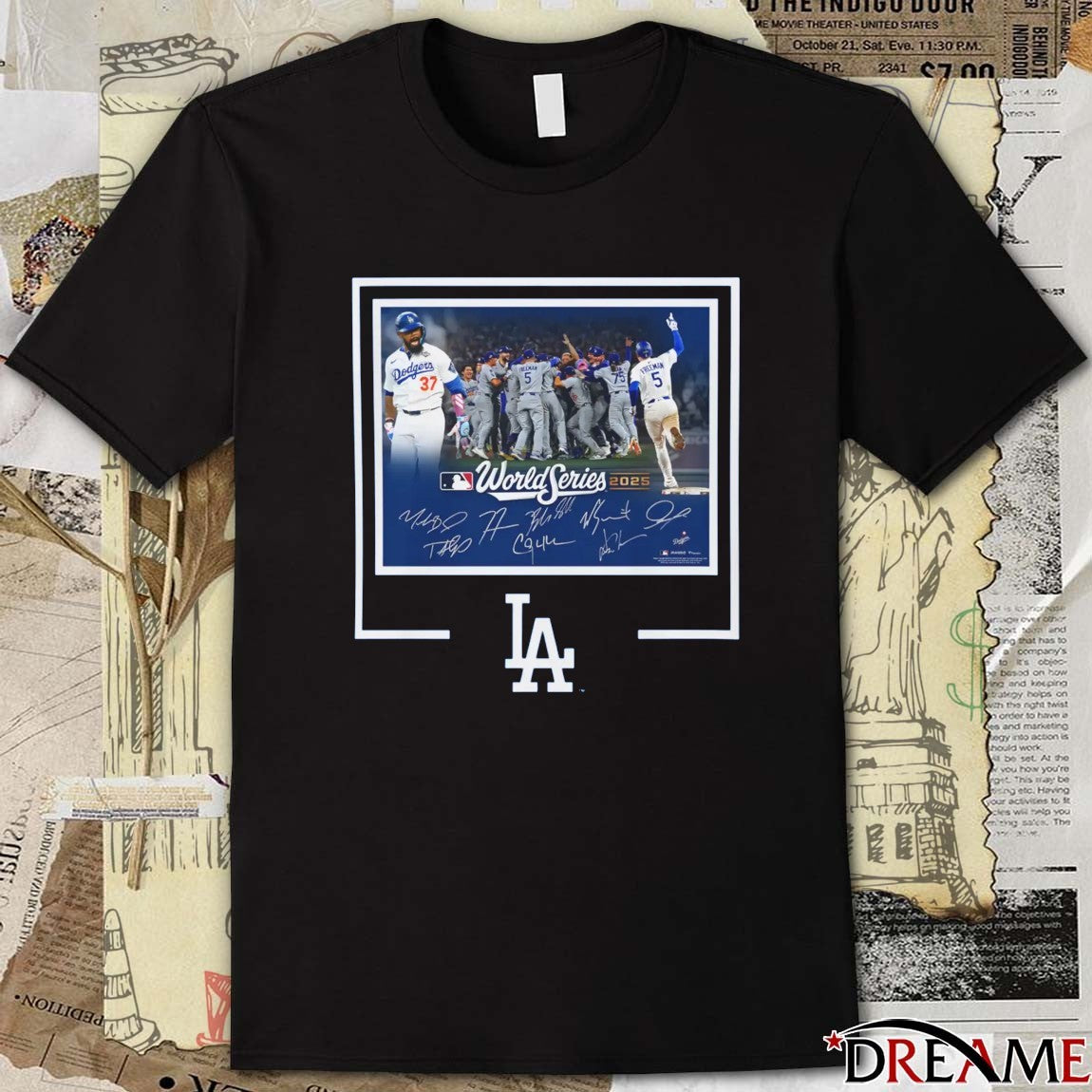 Los Angeles Dodgers Autographed MLB World Series Signatures t-shirt