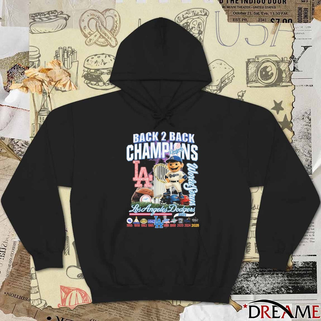 Los Angeles Dodgers Back 2 Back Champions World Series 2024-2025 Cartoon t-shirt