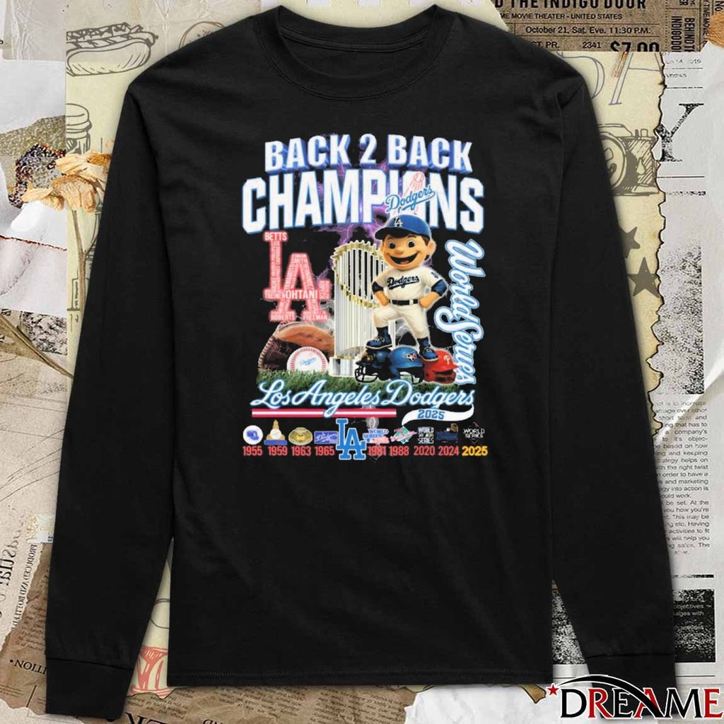Los Angeles Dodgers Back 2 Back Champions World Series 2024-2025 Cartoon t-shirt