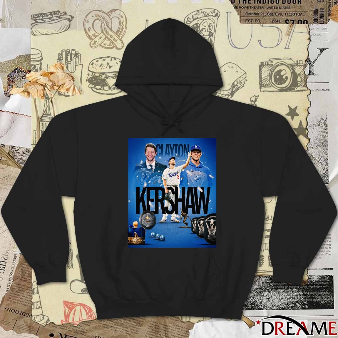 Los Angeles Dodgers Clayton Kershaw Cy Young Awards, an MVP award, and a Triple Crown Poster t-shirt