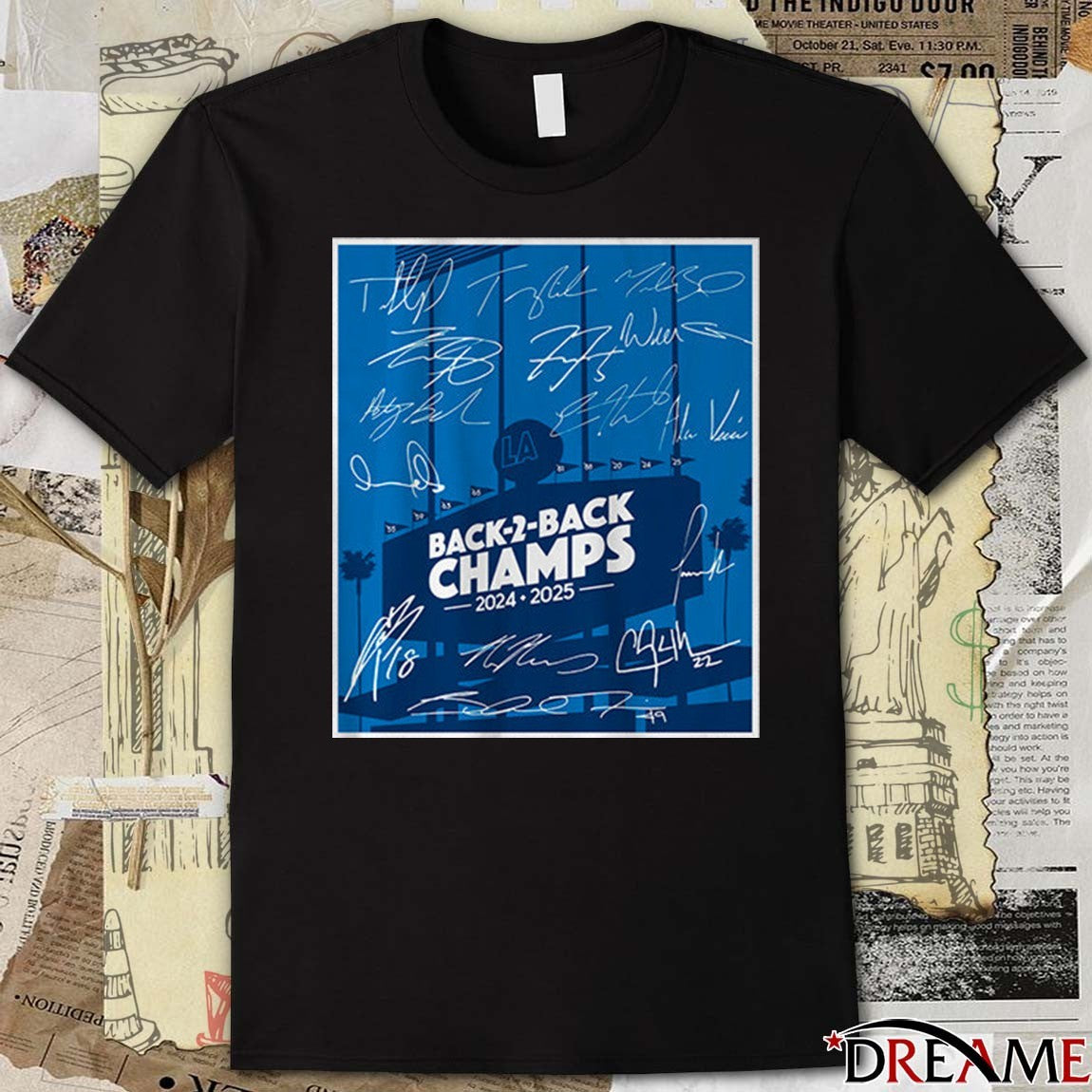 Los Angeles Dodgers Defeat Toronto Blue Jays Baseball Back-to-Back Champs 2024-2025 Signatures t-shirt
