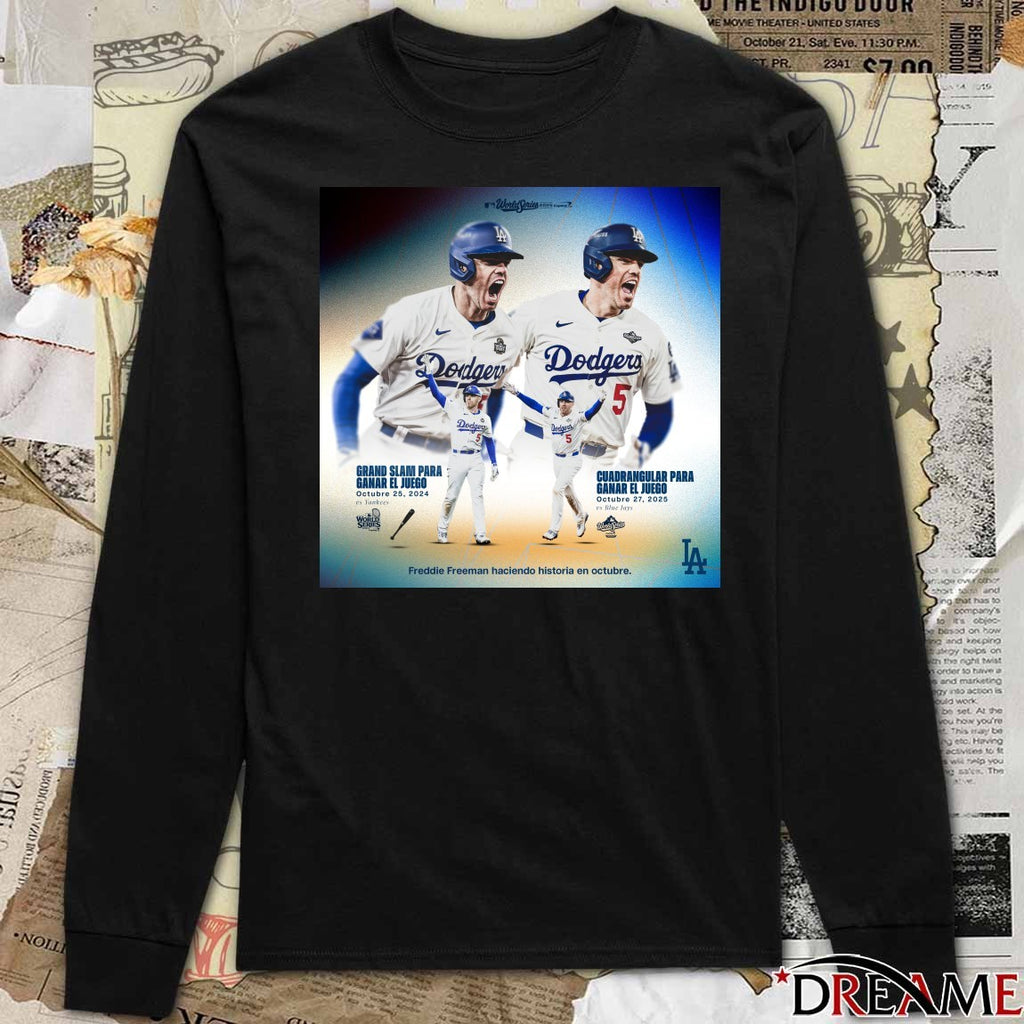 Los Angeles Dodgers Freddie Freeman Freddie Freeman making history in October 2025 Poster t-shirt