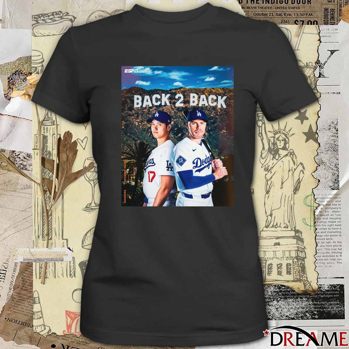 Los Angeles Dodgers MLB 2025 Back To Back To The Fall Classic Poster t-shirt