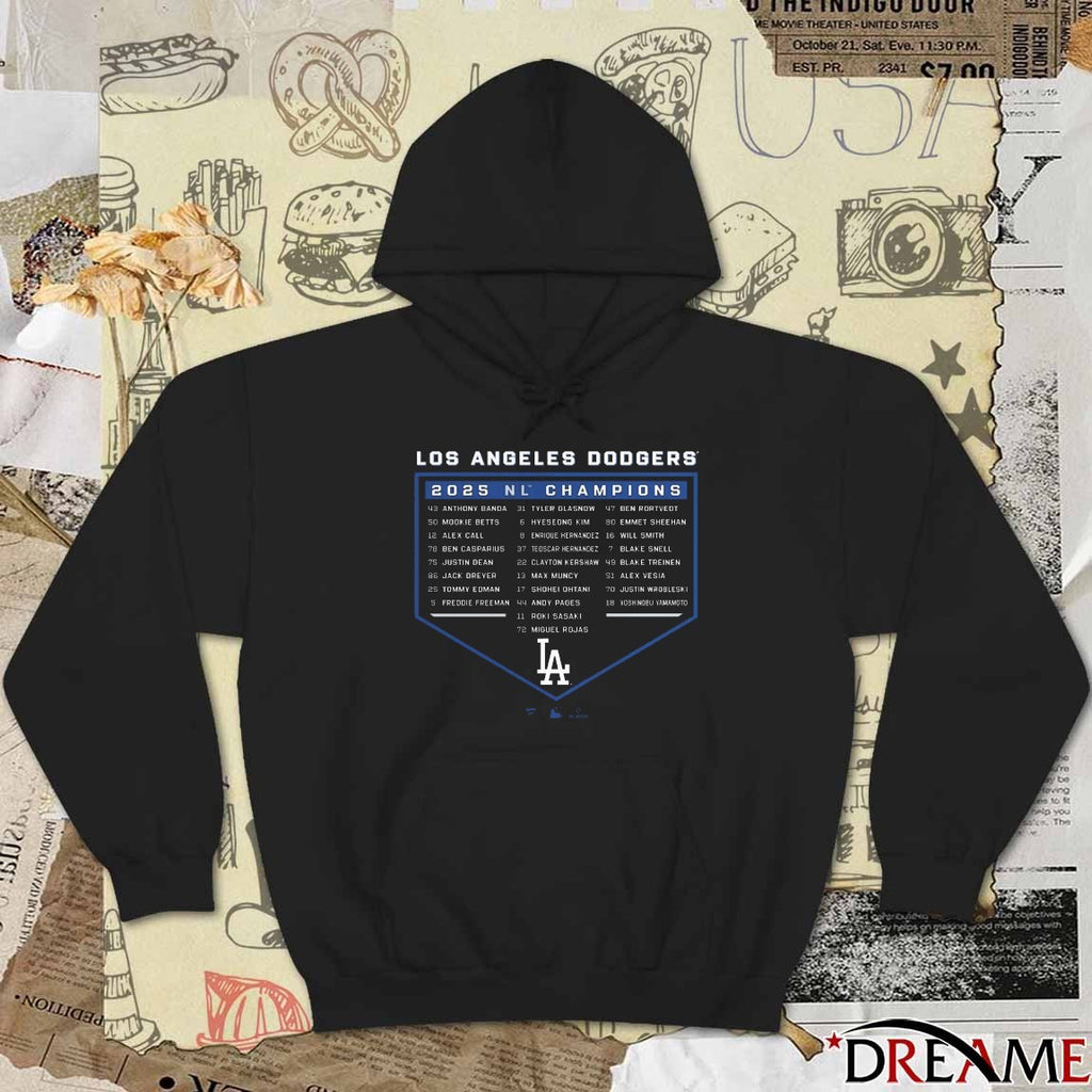 Los Angeles Dodgers MLB 2025 NLCS Champions Roster Banda, Betts, Call And Casparius t-shirt
