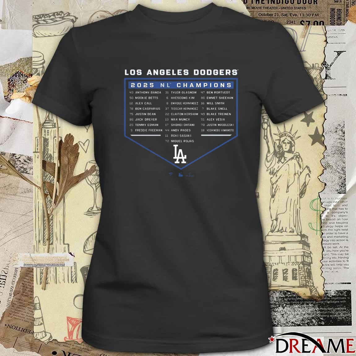 Los Angeles Dodgers MLB 2025 NLCS Champions Roster Banda, Betts, Call And Casparius t-shirt