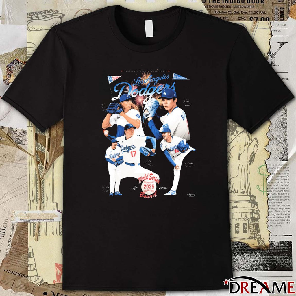 Los Angeles Dodgers MLB National Champions World Series Bound Signatures 2025 t-shirt