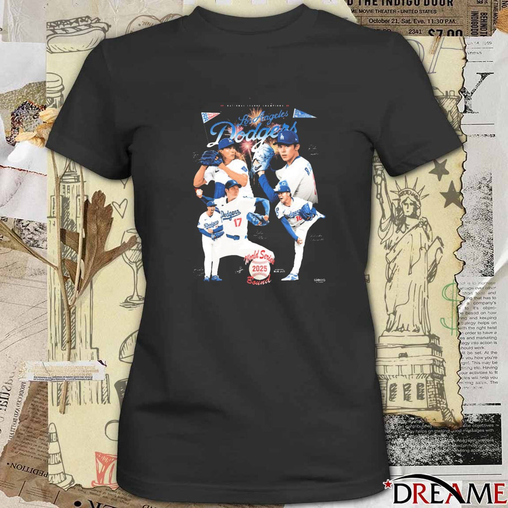Los Angeles Dodgers MLB National Champions World Series Bound Signatures 2025 t-shirt