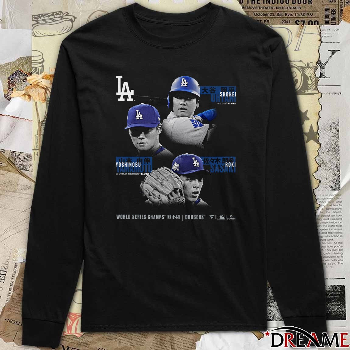 Los Angeles Dodgers Shohei Ohtani, Yoshinobu Yamamoto and Roki Sasaki Black 2025 World Series Champions Historic Performances t-shirt