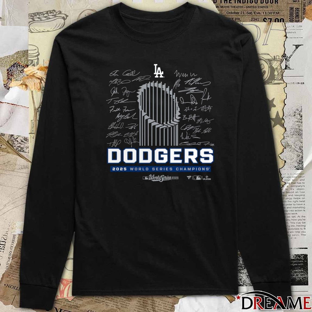 Los Angeles Dodgers Win Toronto Blue Jays 2025 MLB World Series Champions Roster Signatures t-shirt