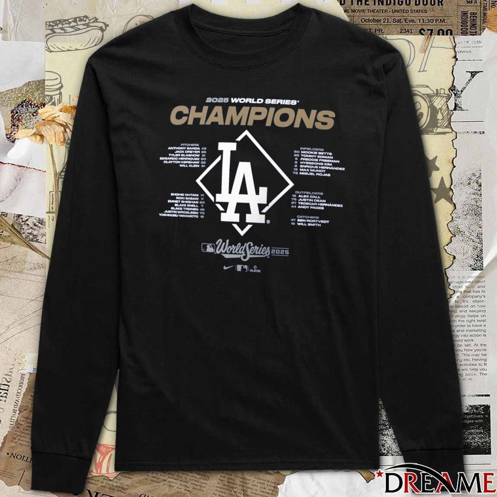 Los Angeles Dodgers Win Toronto Blue Jays 2025 World Series Champions Roster t-shirt