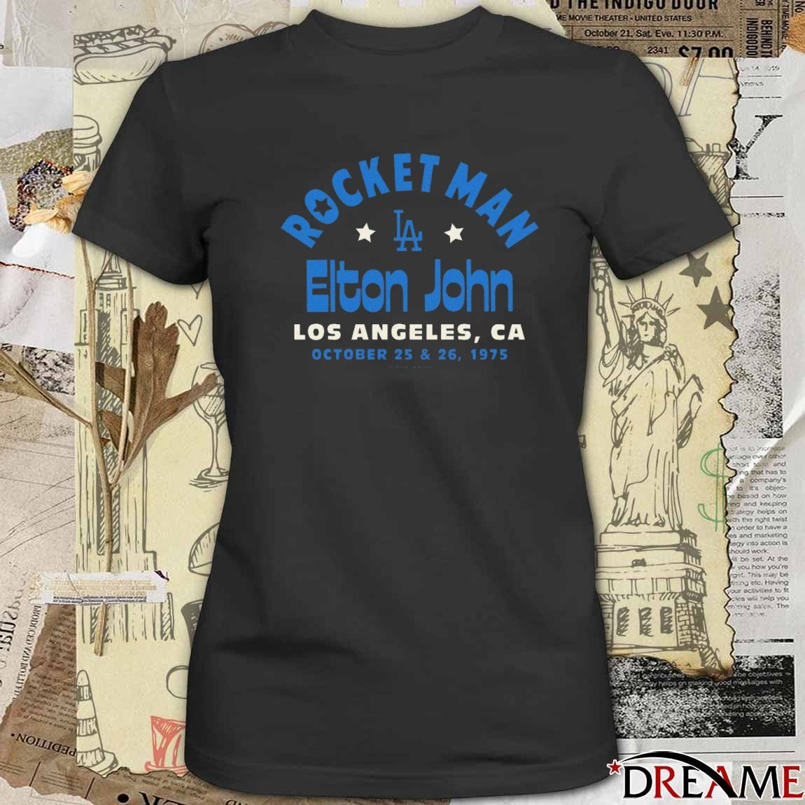 Los Angeles Dodgers x Elton John Sportiqe Rocket Man Duke Los Angeles CA October 25-26 1975 New t-shirt