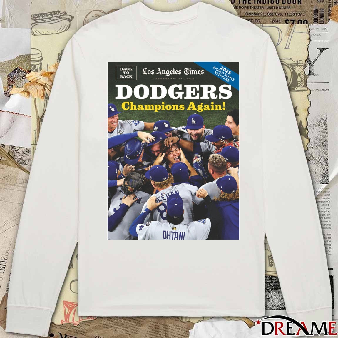 Los Angeles Times Los Angeles Dodgers defeated Toronto Blue Jays Back-to-Back World Series Championships In 2025 Poster t-shirt