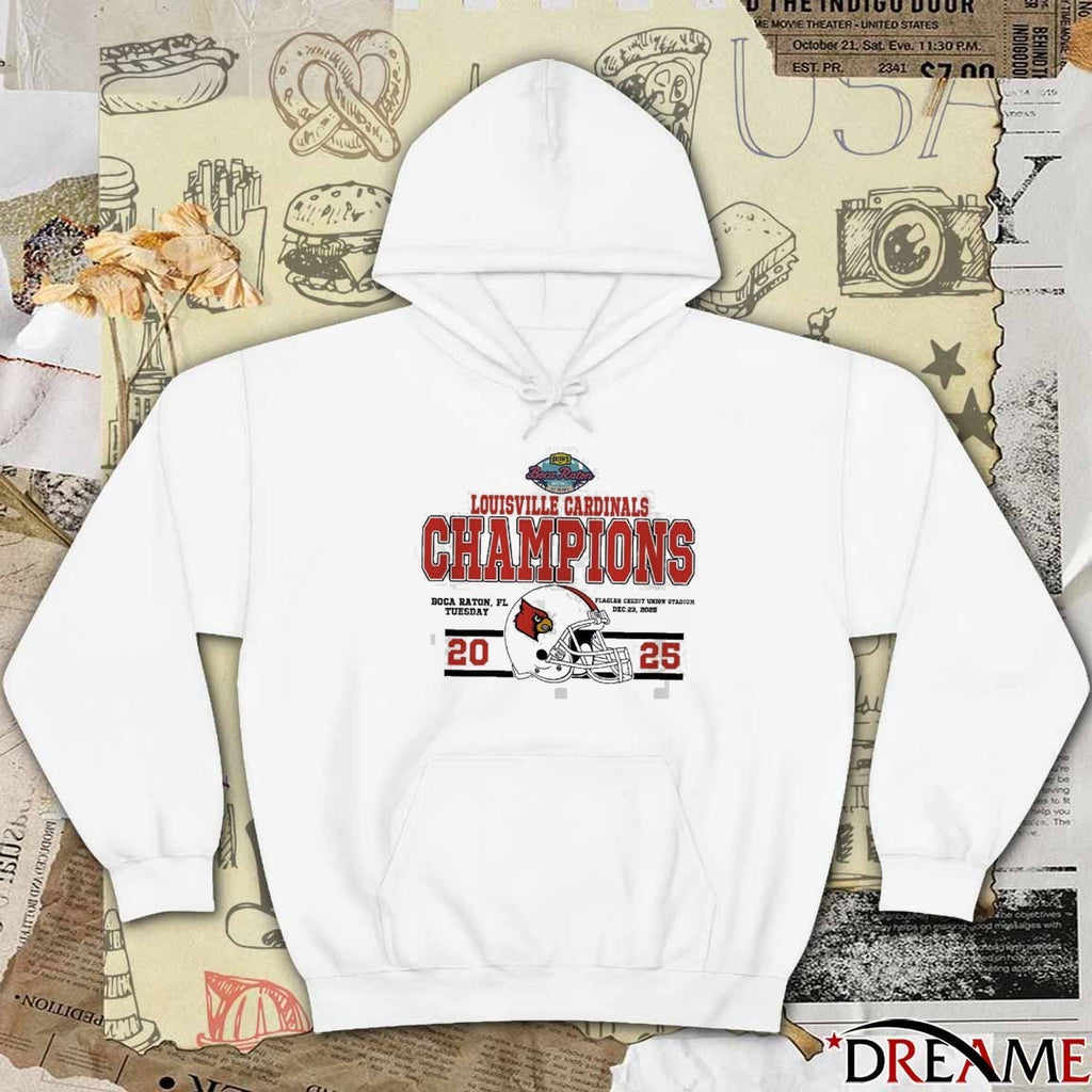 Louisville Cardinals Football 2025 Bush’s Boca Raton Bowl Of Beans December 23 Flagler Credit Union Stadium t-shirt