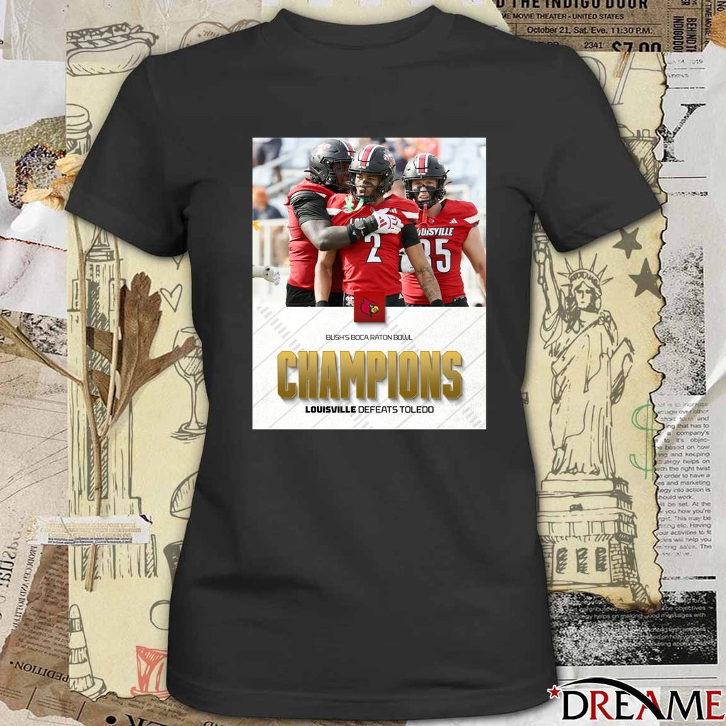 Louisville Cardinals defeated Toledo Rockets 2025 Bush’s Boca Raton Bowl Champions Poster t-shirt