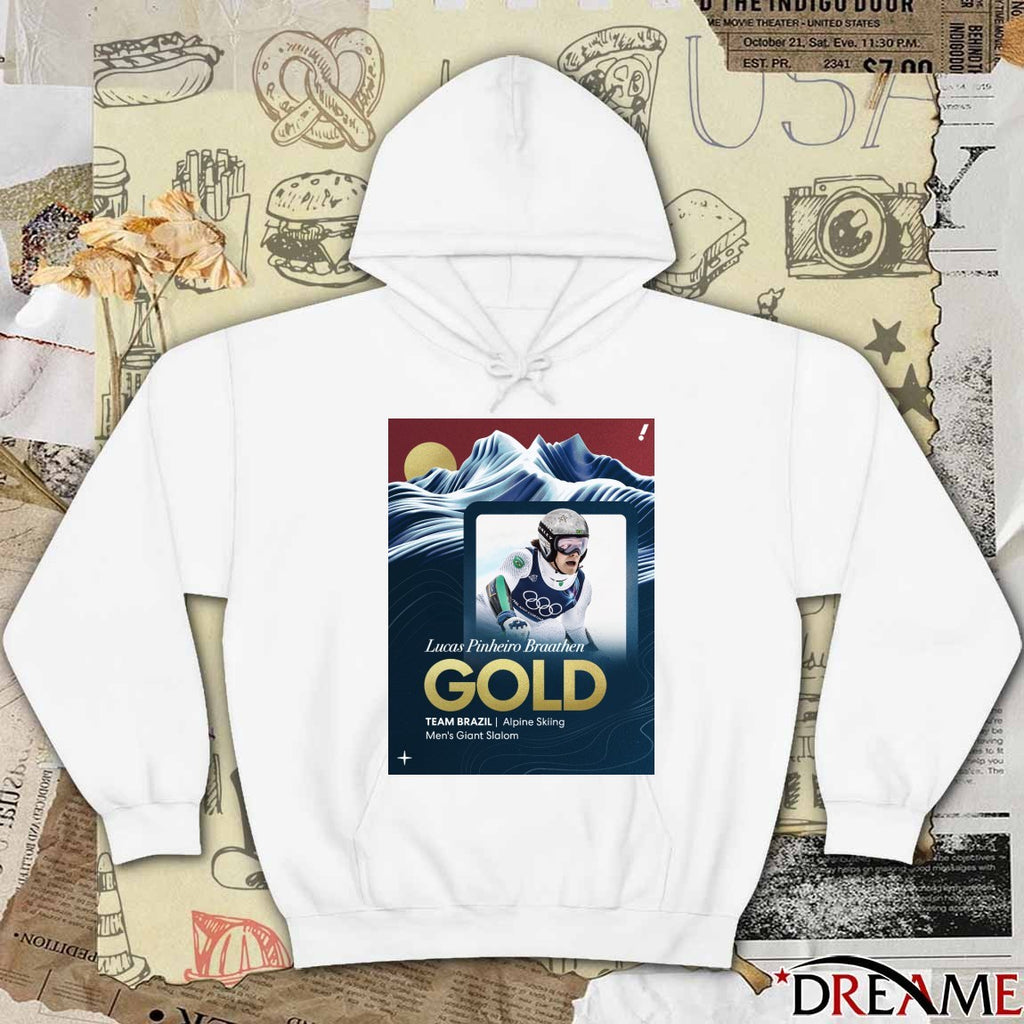 Lucas Pinheiro Braathen Gold Team Brazil Alpine Skiing Men’s Giant Slalom t-shirt
