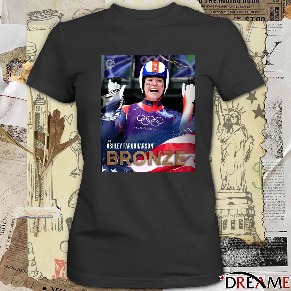 Luge Ashley Farquharson Bronze Winter Olympics Team USA Poster t-shirt