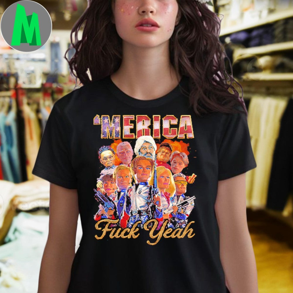 MERICA Fck Yeah! Team America World Police Movie T-Shirt Political Satire Graphic Tee